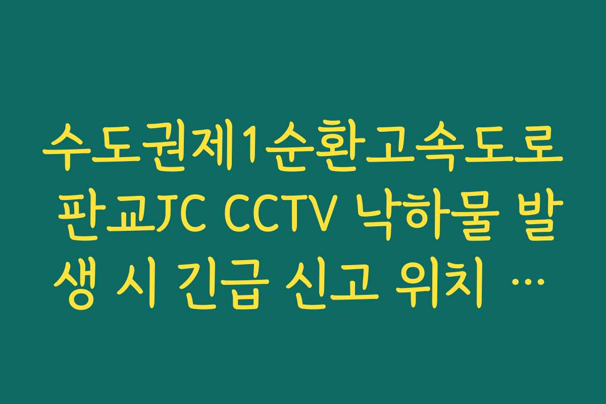 수도권제1순환고속도로 판교JC CCTV 낙하물 발생 시 긴급 신고 위치 파악