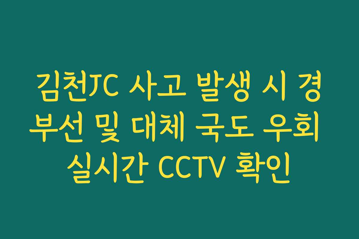 김천JC 사고 발생 시 경부선 및 대체 국도 우회 실시간 CCTV 확인