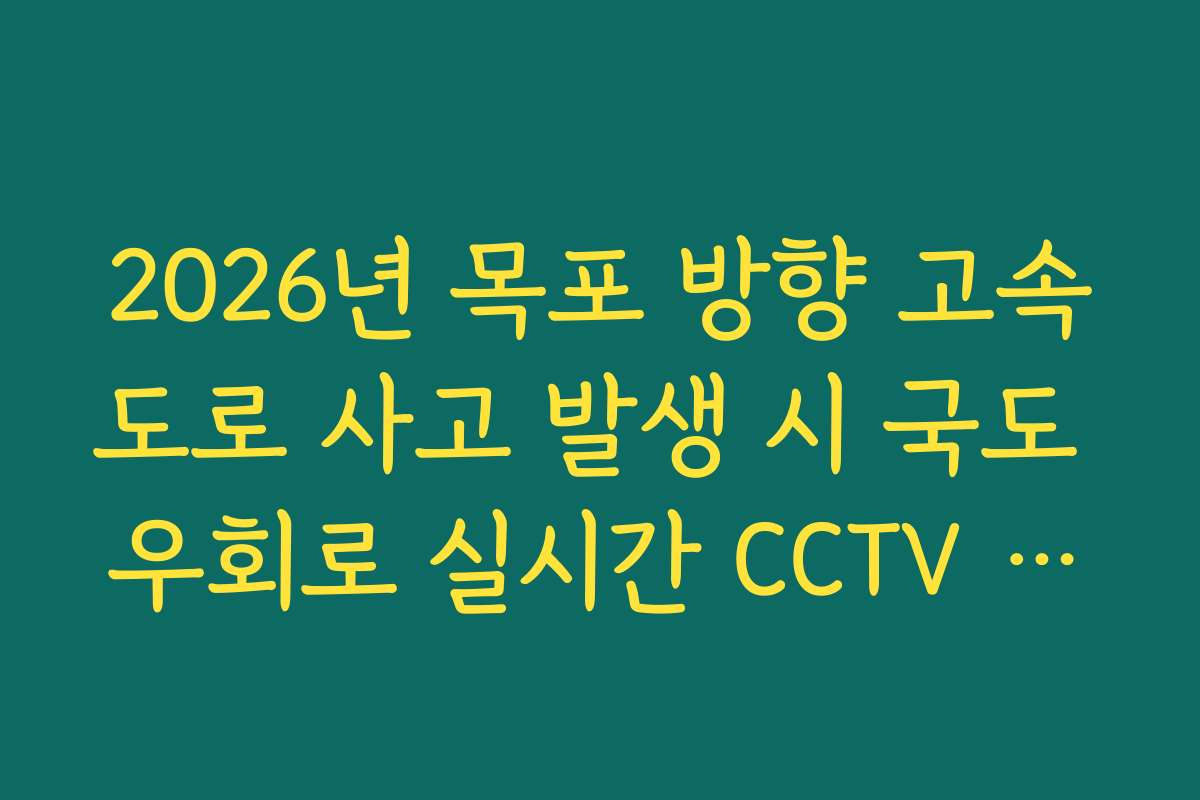 2026년 목포 방향 고속도로 사고 발생 시 국도 우회로 실시간 CCTV 확인
