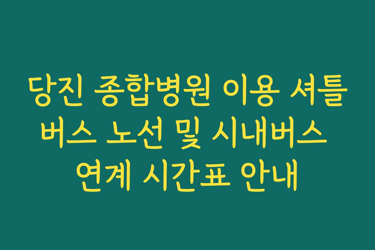 당진 종합병원 이용 셔틀버스 노선 및 시내버스 연계 시간표 안내