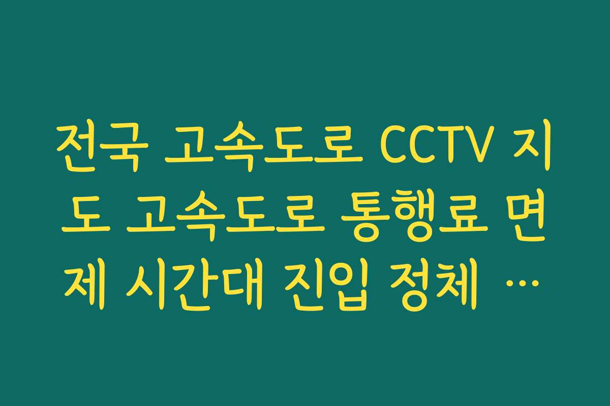 전국 고속도로 CCTV 지도 고속도로 통행료 면제 시간대 진입 정체 확인