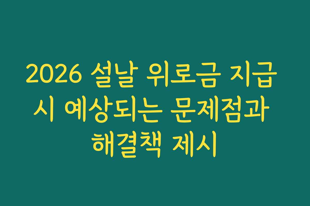2026 설날 위로금 지급 시 예상되는 문제점과 해결책 제시