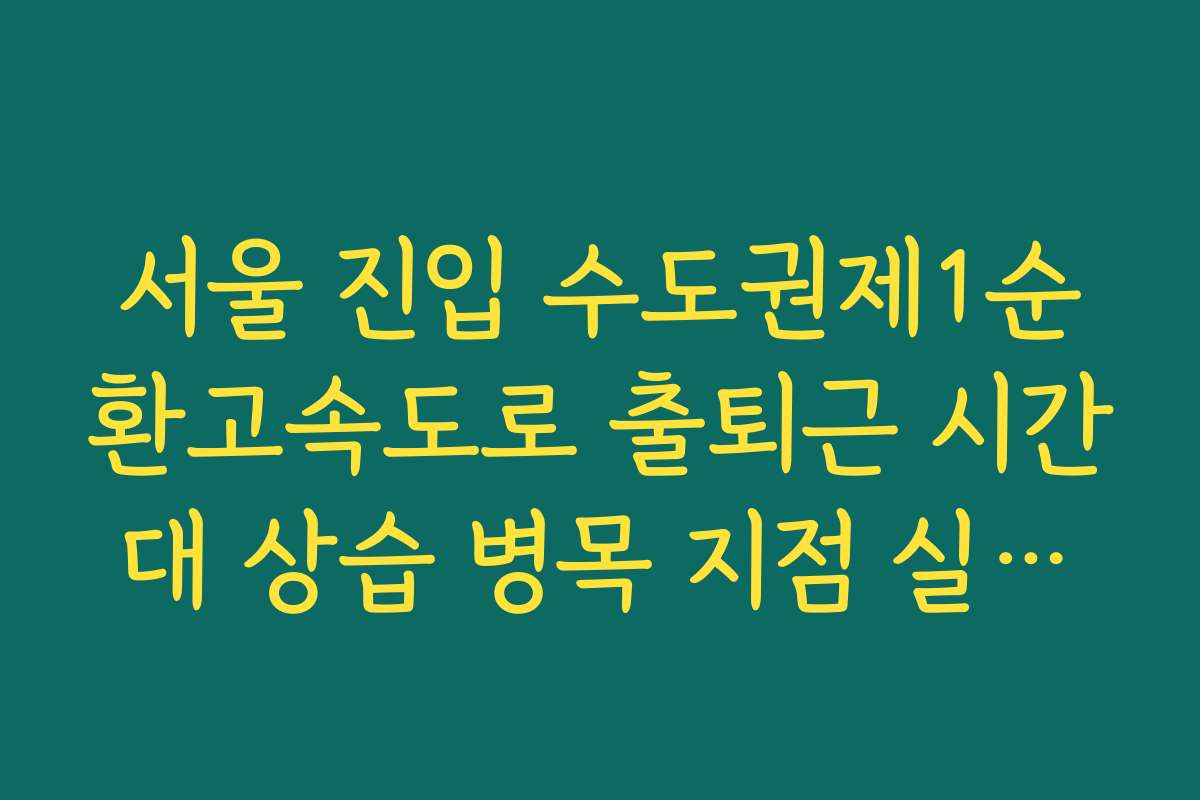 서울 진입 수도권제1순환고속도로 출퇴근 시간대 상습 병목 지점 실시간 CCTV 확인