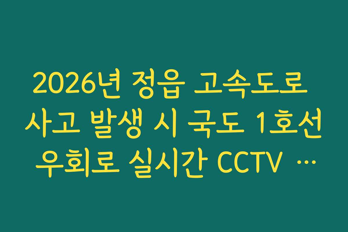 2026년 정읍 고속도로 사고 발생 시 국도 1호선 우회로 실시간 CCTV 확인