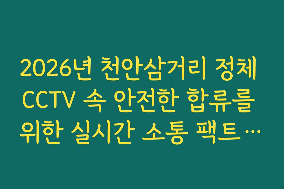 2026년 천안삼거리 정체 CCTV 속 안전한 합류를 위한 실시간 소통 팩트 체크
