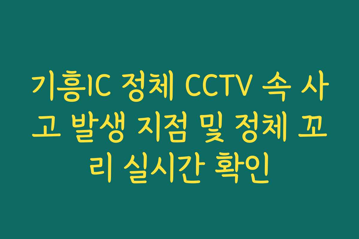 기흥IC 정체 CCTV 속 사고 발생 지점 및 정체 꼬리 실시간 확인