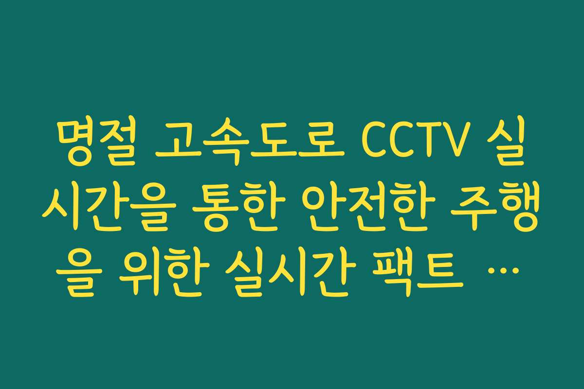 명절 고속도로 CCTV 실시간을 통한 안전한 주행을 위한 실시간 팩트 체크리스트 가이드