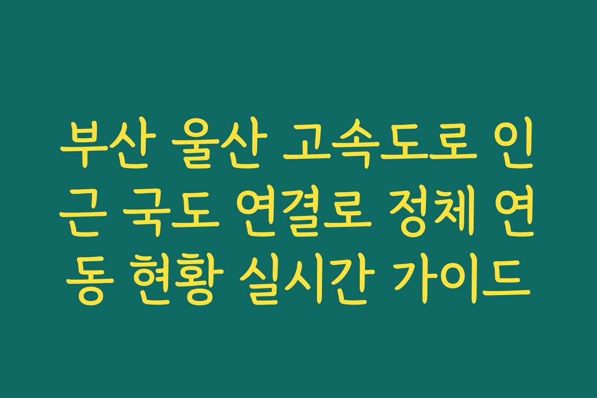 부산 울산 고속도로 인근 국도 연결로 정체 연동 현황 실시간 가이드