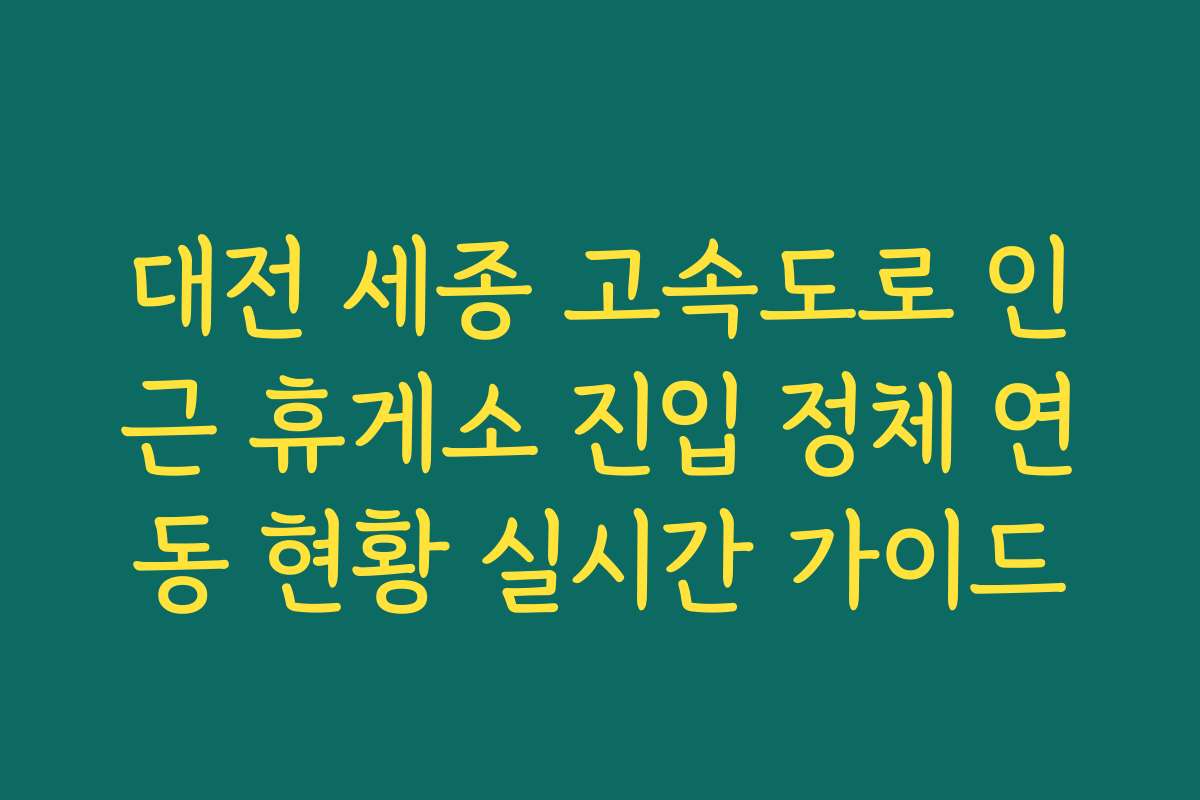 대전 세종 고속도로 인근 휴게소 진입 정체 연동 현황 실시간 가이드