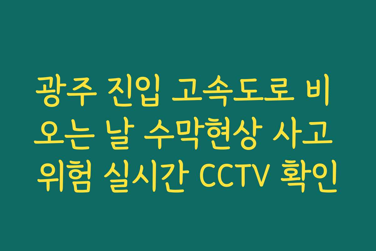 광주 진입 고속도로 비 오는 날 수막현상 사고 위험 실시간 CCTV 확인