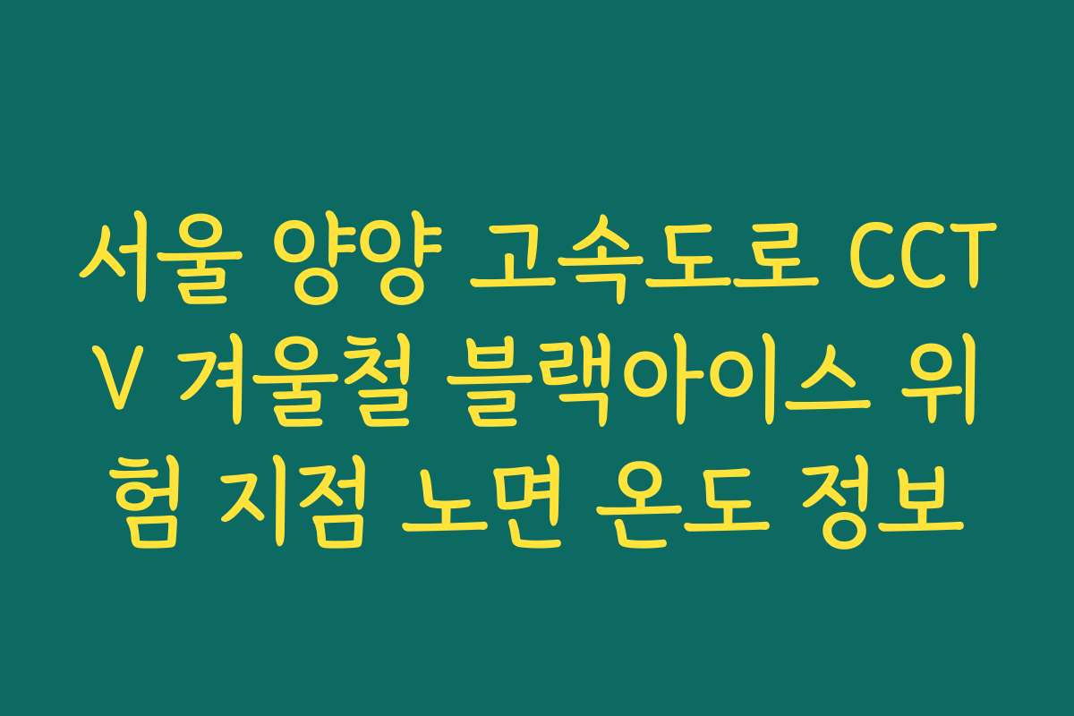 서울 양양 고속도로 CCTV 겨울철 블랙아이스 위험 지점 노면 온도 정보