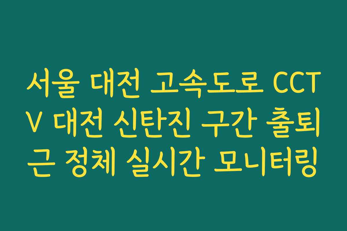 서울 대전 고속도로 CCTV 대전 신탄진 구간 출퇴근 정체 실시간 모니터링