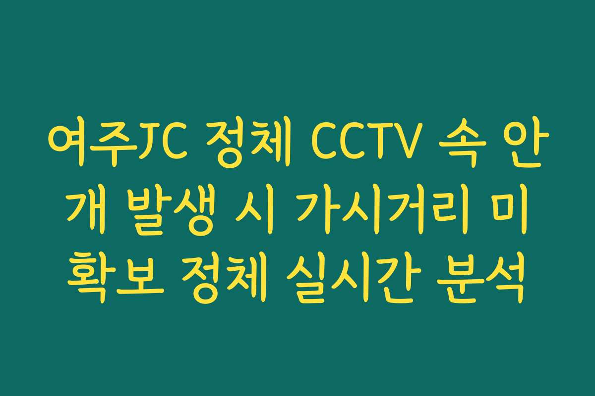 여주JC 정체 CCTV 속 안개 발생 시 가시거리 미확보 정체 실시간 분석