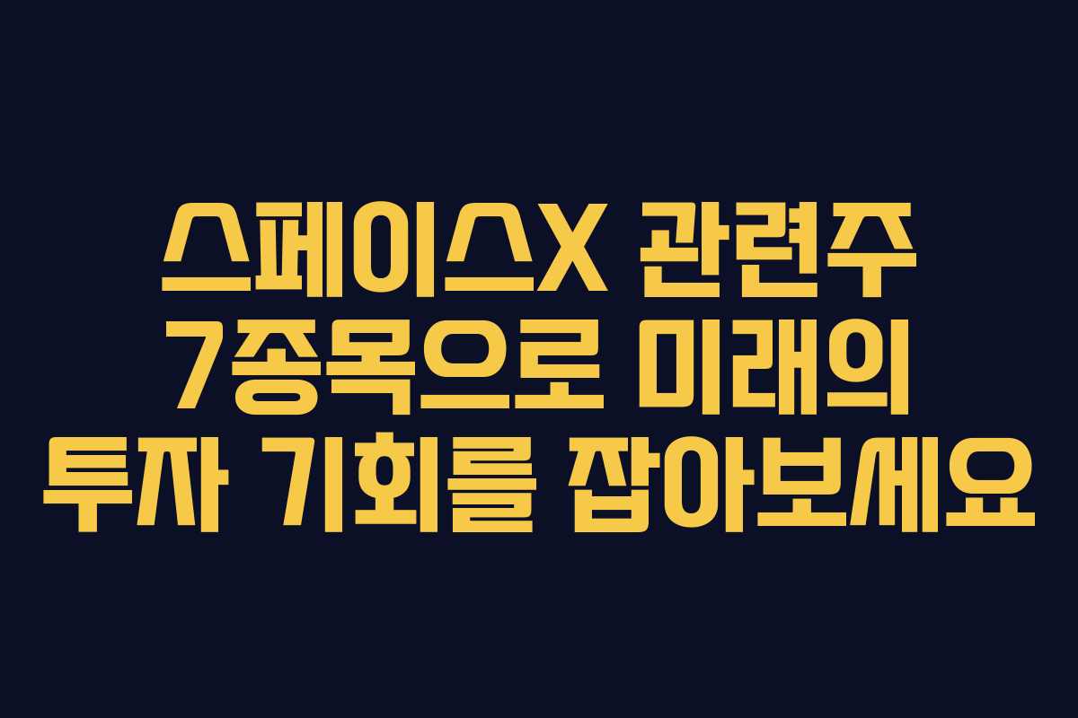 스페이스X 관련주 7종목으로 미래의 투자 기회를 잡아보세요