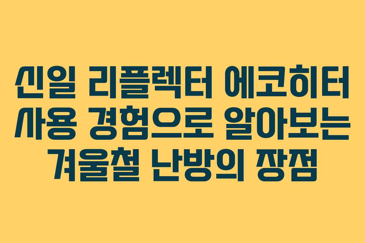 신일 리플렉터 에코히터 사용 경험으로 알아보는 겨울철 난방의 장점
