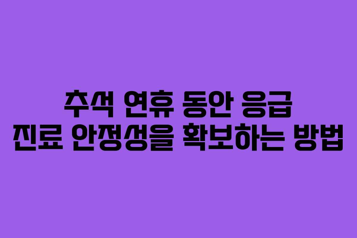 추석 연휴 동안 응급 진료 안정성을 확보하는 방법