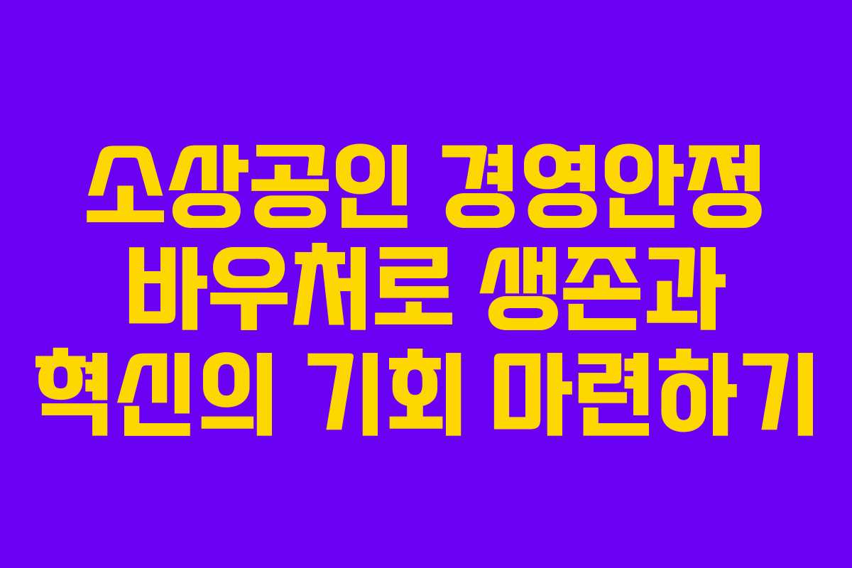 소상공인 경영안정 바우처로 생존과 혁신의 기회 마련하기