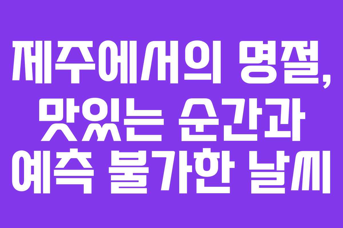 제주에서의 명절, 맛있는 순간과 예측 불가한 날씨