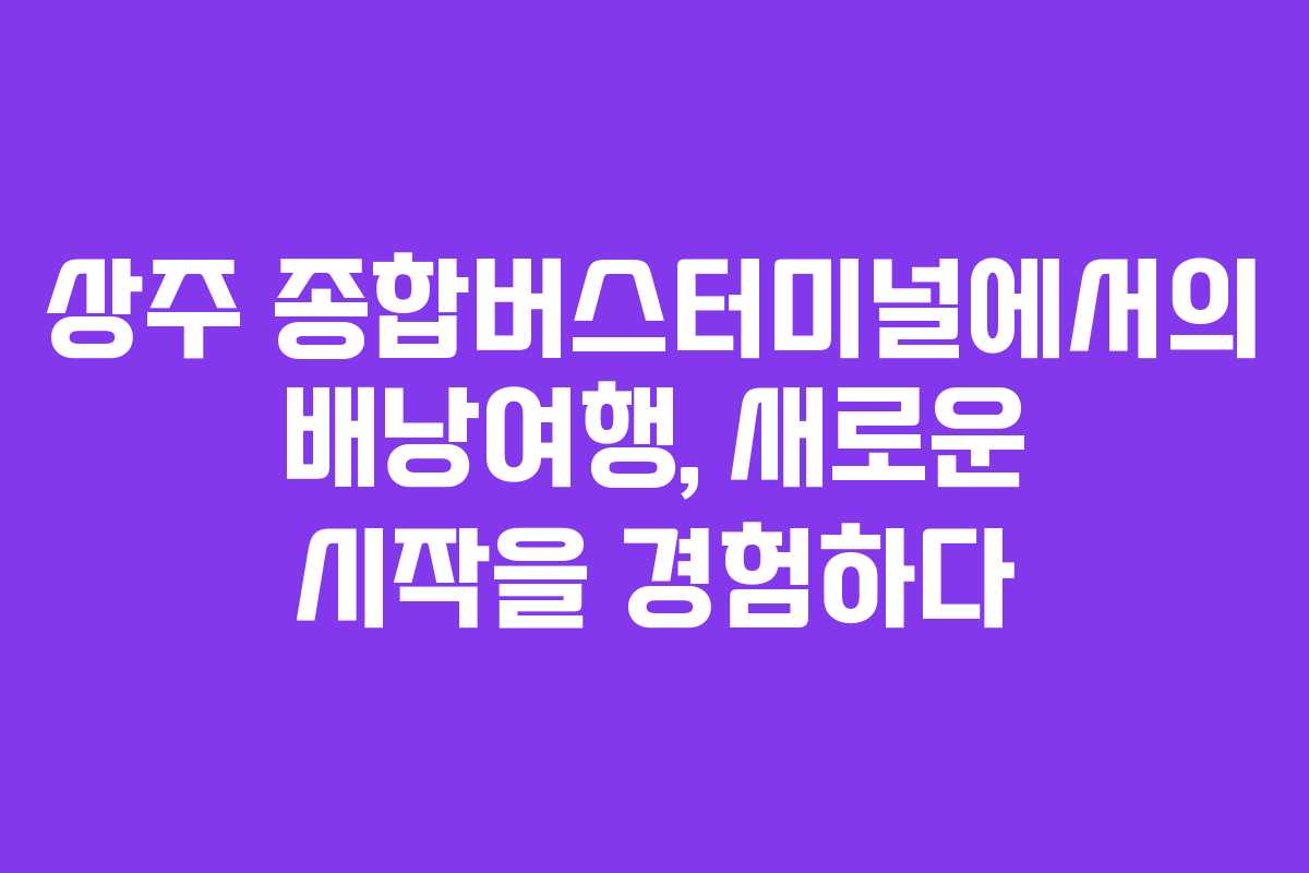상주 종합버스터미널에서의 배낭여행, 새로운 시작을 경험하다