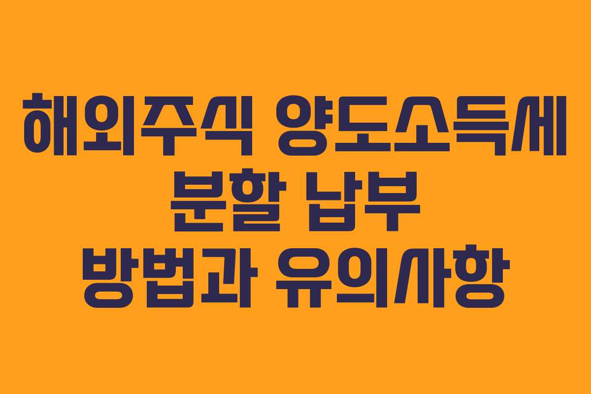 해외주식 양도소득세 분할 납부 방법과 유의사항