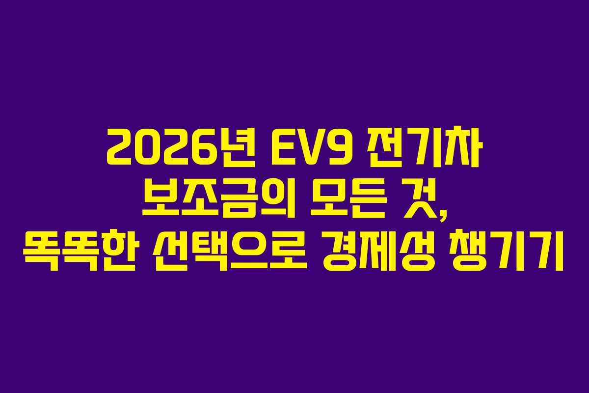 2026년 EV9 전기차 보조금의 모든 것, 똑똑한 선택으로 경제성 챙기기