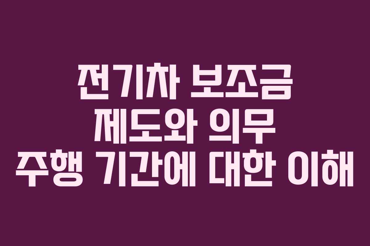 전기차 보조금 제도와 의무 주행 기간에 대한 이해