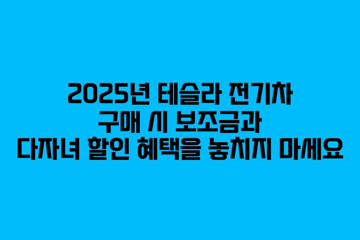 2025년 테슬라 전기차 구매 시 보조금과 다자녀 할인 혜택을 놓치지 마세요