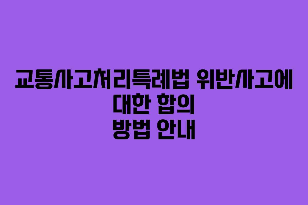 교통사고처리특례법 위반사고에 대한 합의 방법 안내