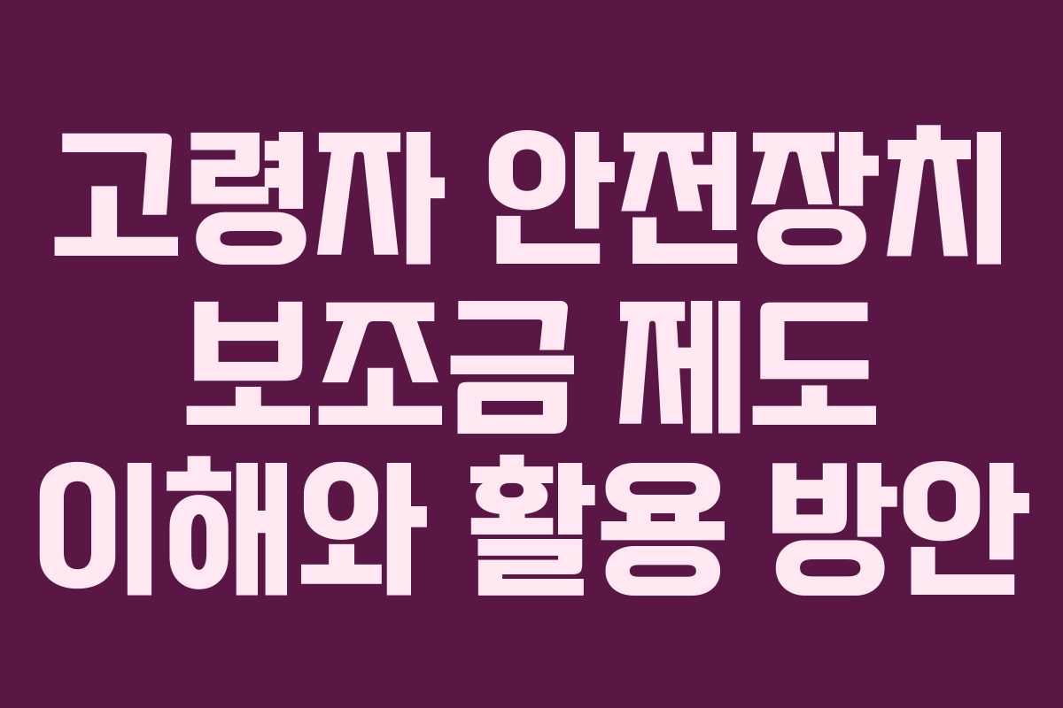 고령자 안전장치 보조금 제도 이해와 활용 방안