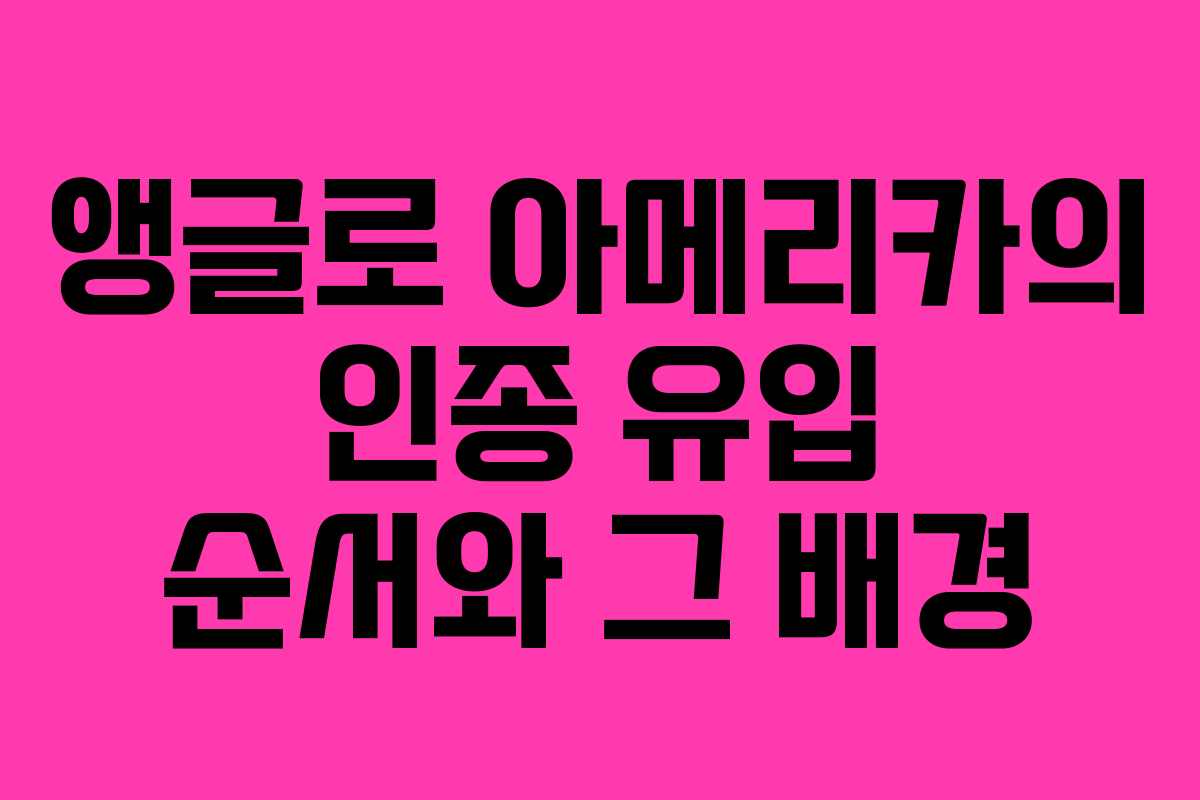 앵글로 아메리카의 인종 유입 순서와 그 배경