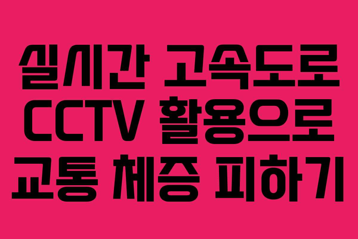 실시간 고속도로 CCTV 활용으로 교통 체증 피하기