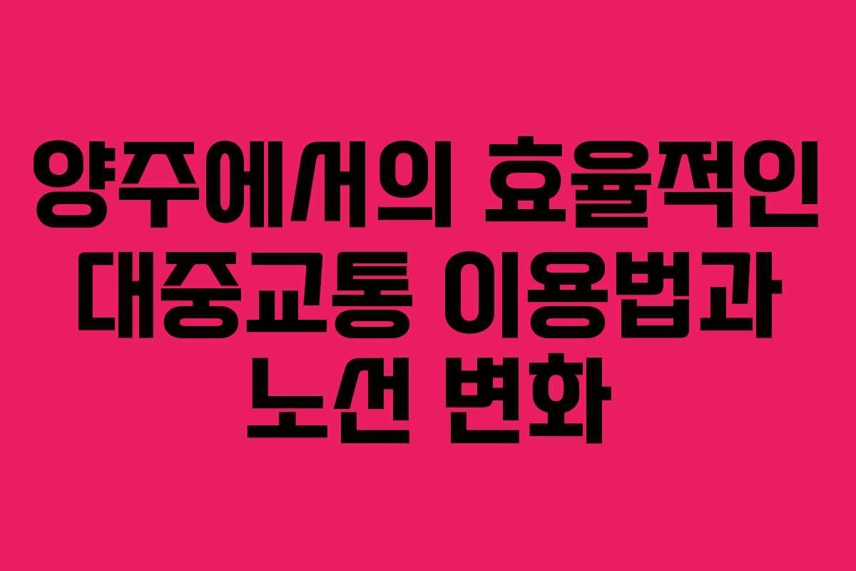 양주에서의 효율적인 대중교통 이용법과 노선 변화
