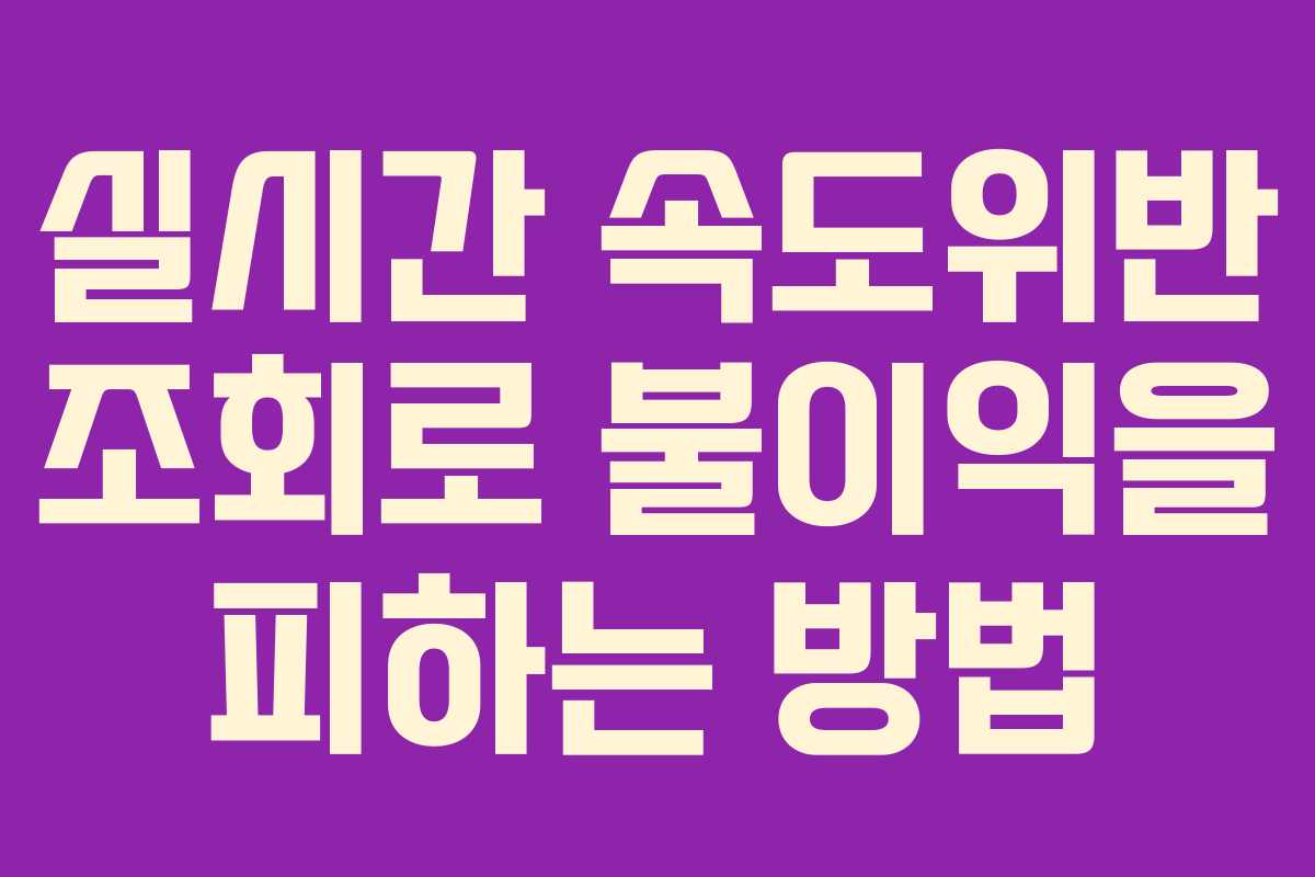 실시간 속도위반 조회로 불이익을 피하는 방법