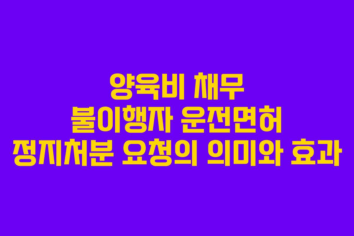 양육비 채무 불이행자 운전면허 정지처분 요청의 의미와 효과