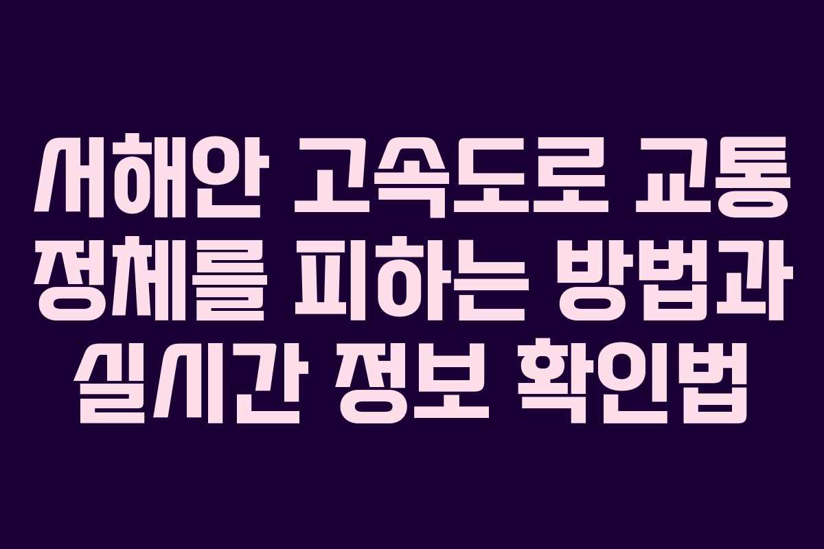 서해안 고속도로 교통 정체를 피하는 방법과 실시간 정보 확인법