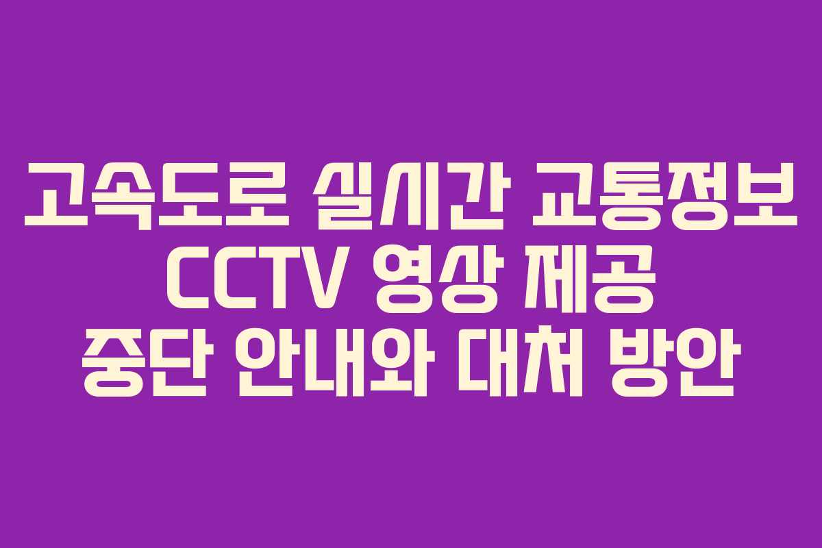 고속도로 실시간 교통정보 CCTV 영상 제공 중단 안내와 대처 방안