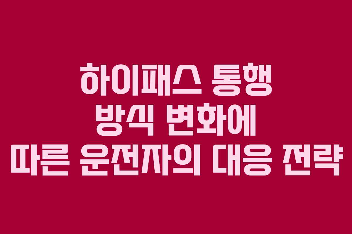 하이패스 통행 방식 변화에 따른 운전자의 대응 전략