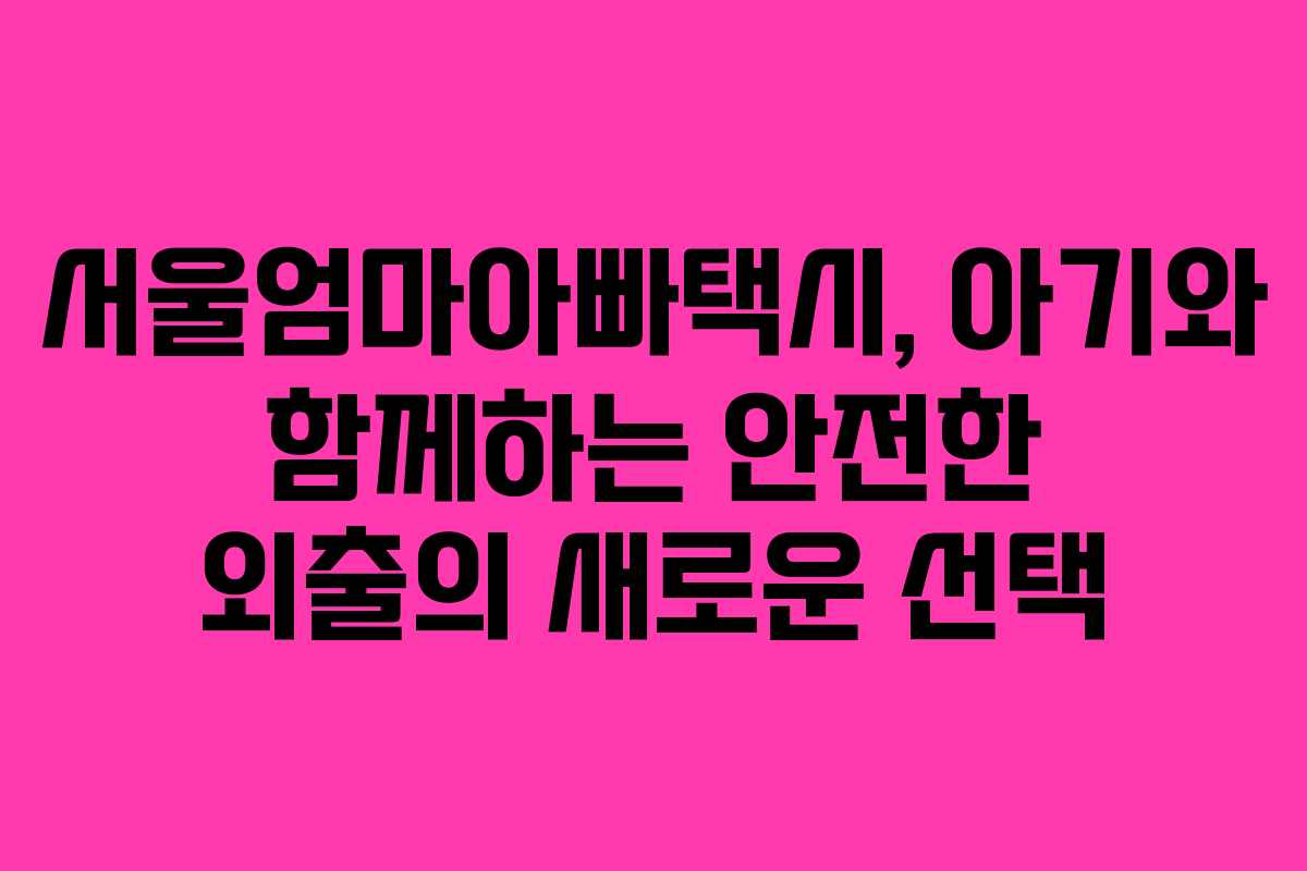 서울엄마아빠택시, 아기와 함께하는 안전한 외출의 새로운 선택
