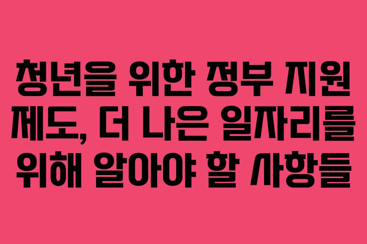 청년을 위한 정부 지원 제도, 더 나은 일자리를 위해 알아야 할 사항들