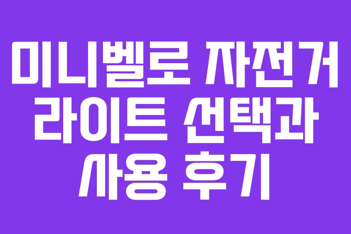 미니벨로 자전거 라이트 선택과 사용 후기