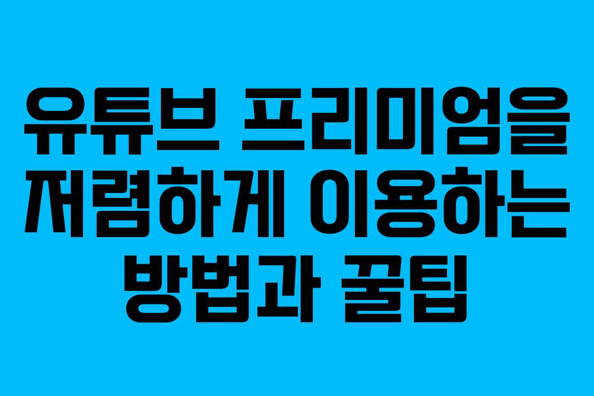 유튜브 프리미엄을 저렴하게 이용하는 방법과 꿀팁