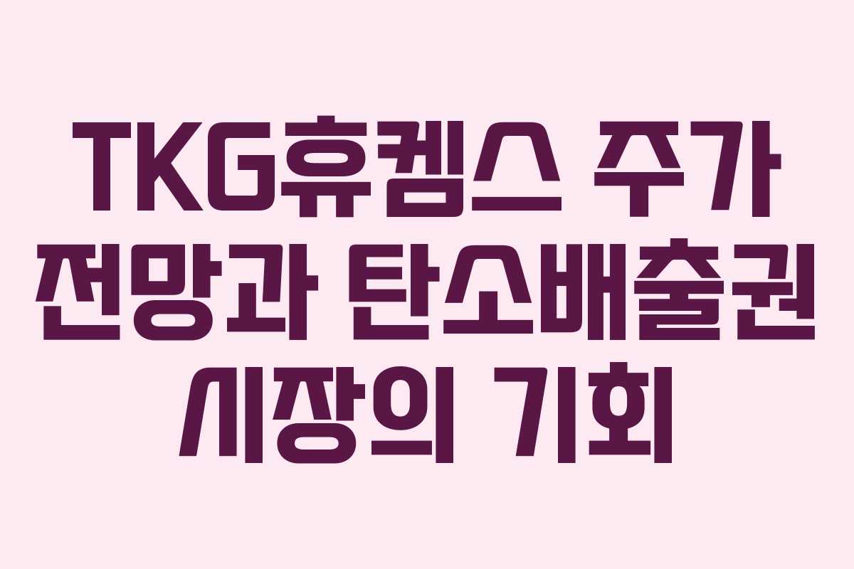 TKG휴켐스 주가 전망과 탄소배출권 시장의 기회