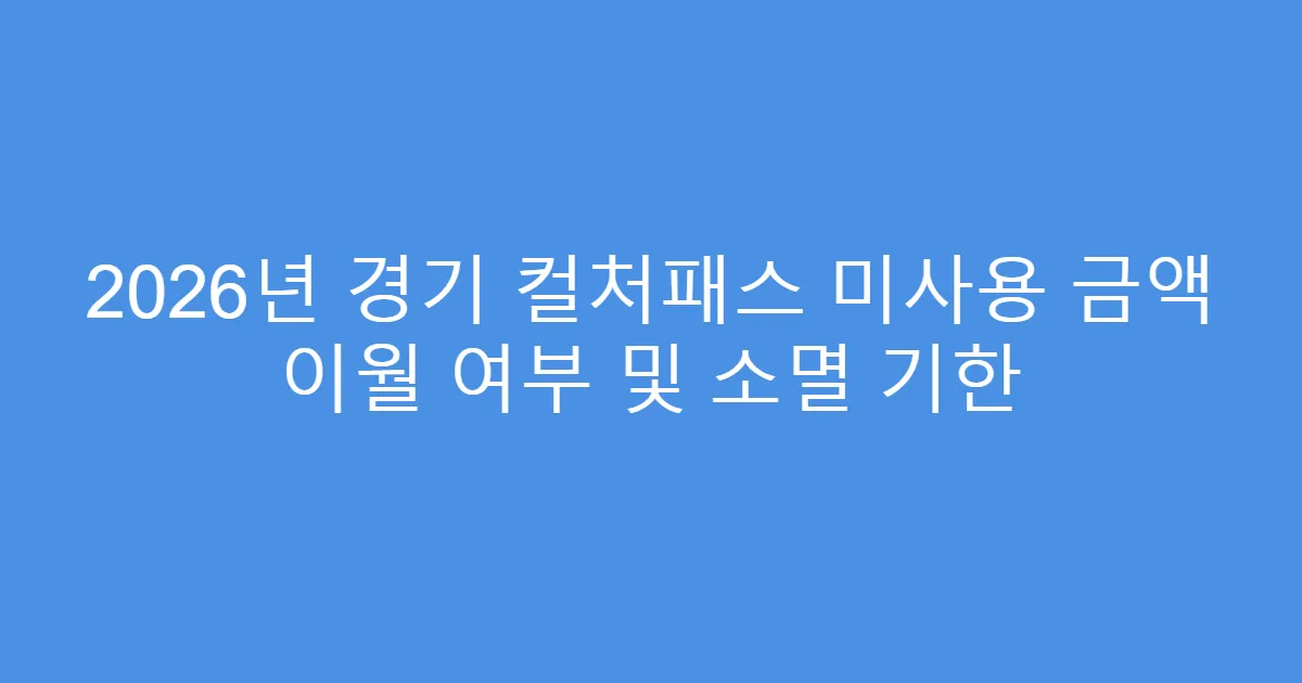 2026년 경기 컬처패스 미사용 금액 이월 여부 및 소멸 기한