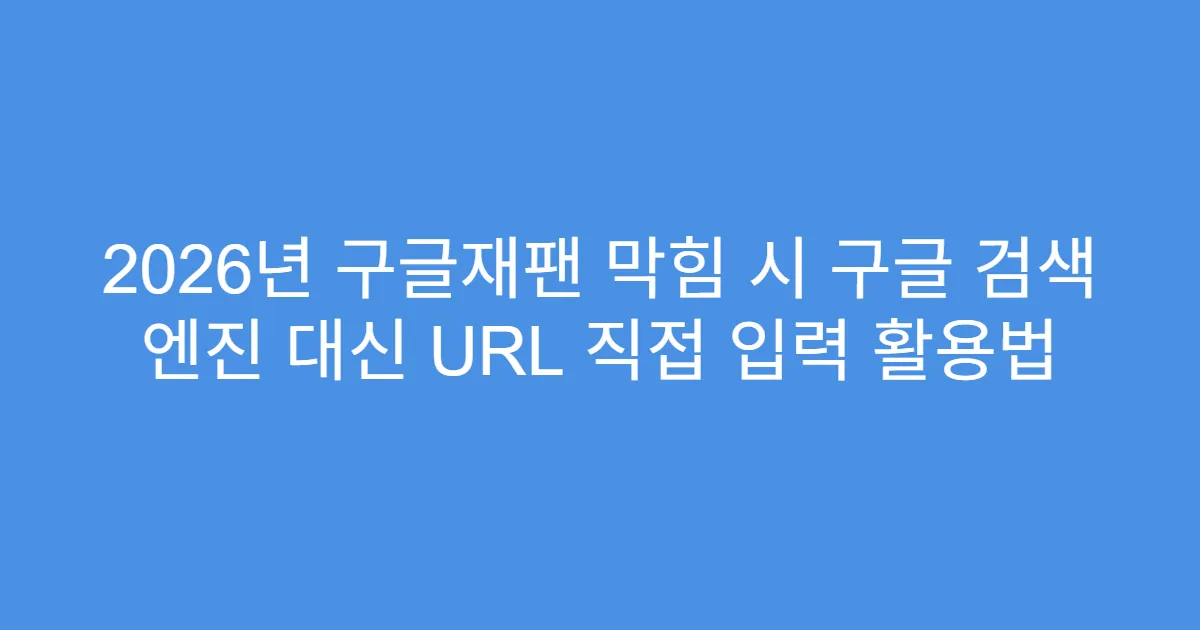 2026년 구글재팬 막힘 시 구글 검색 엔진 대신 URL 직접 입력 활용법