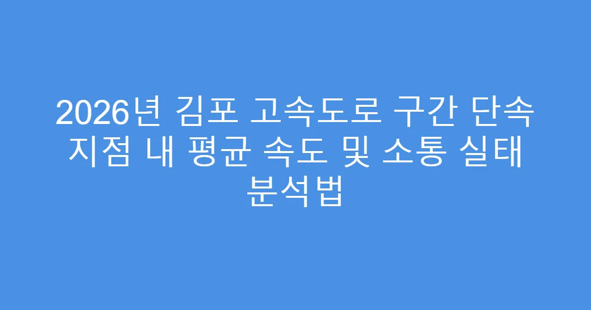 2026년 김포 고속도로 구간 단속 지점 내 평균 속도 및 소통 실태 분석법