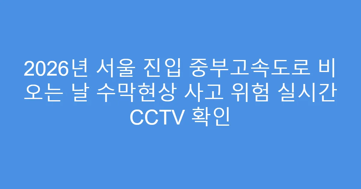 2026년 서울 진입 중부고속도로 비 오는 날 수막현상 사고 위험 실시간 CCTV 확인