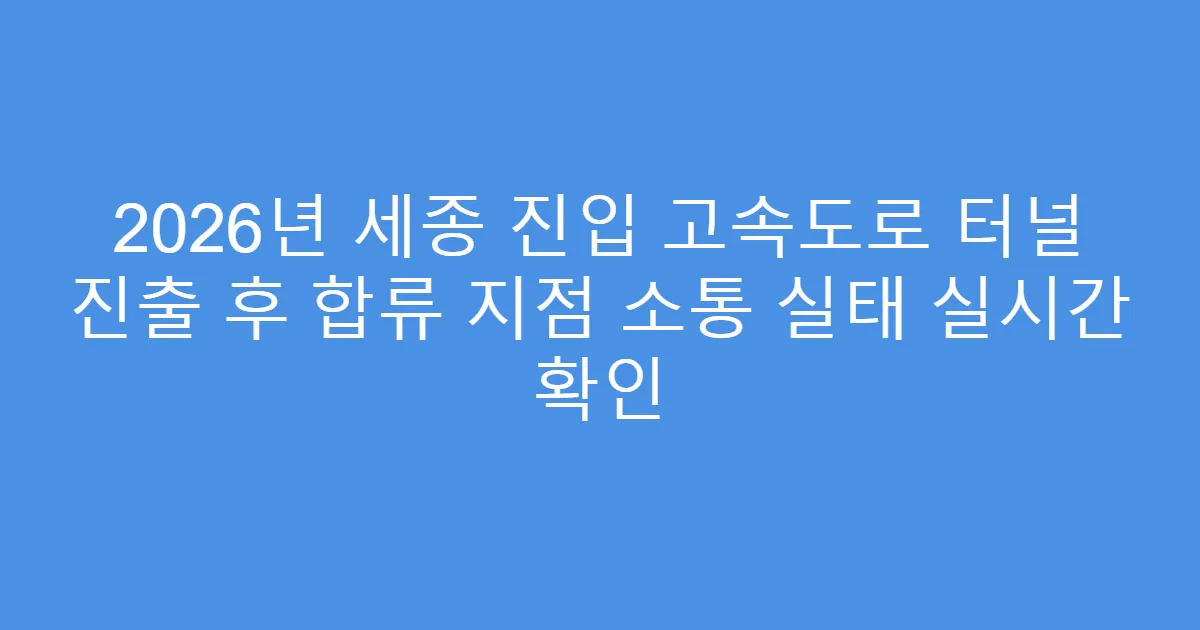 2026년 세종 진입 고속도로 터널 진출 후 합류 지점 소통 실태 실시간 확인