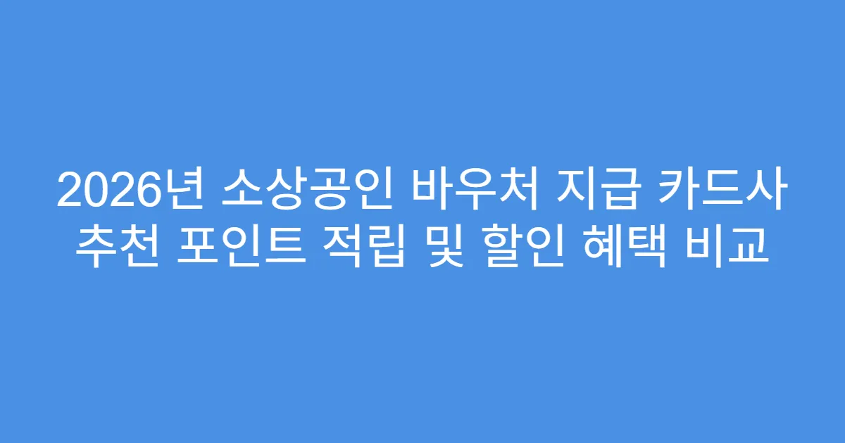 2026년 소상공인 바우처 지급 카드사 추천 포인트 적립 및 할인 혜택 비교