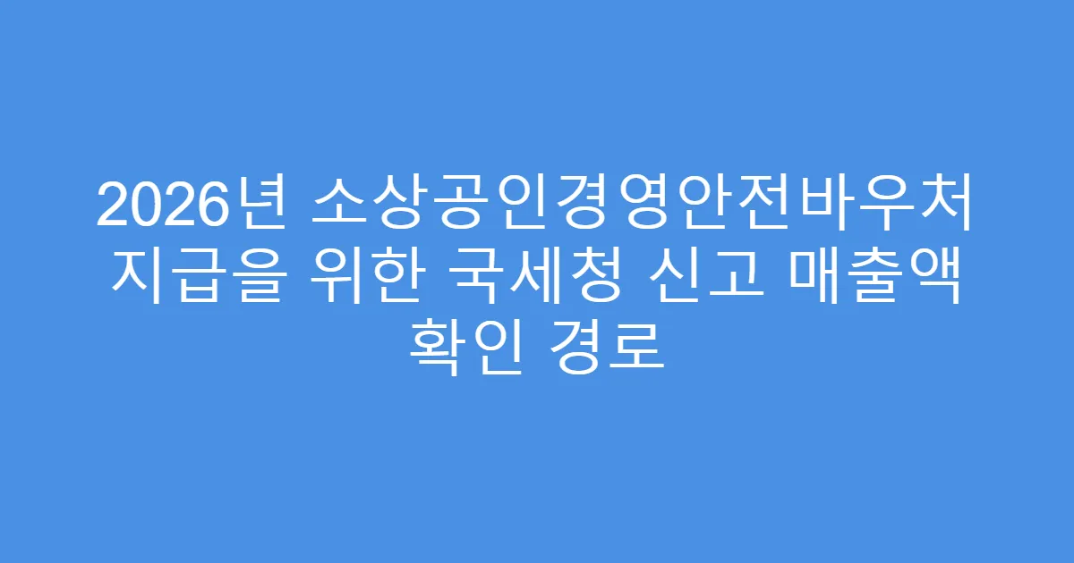 2026년 소상공인경영안전바우처 지급을 위한 국세청 신고 매출액 확인 경로