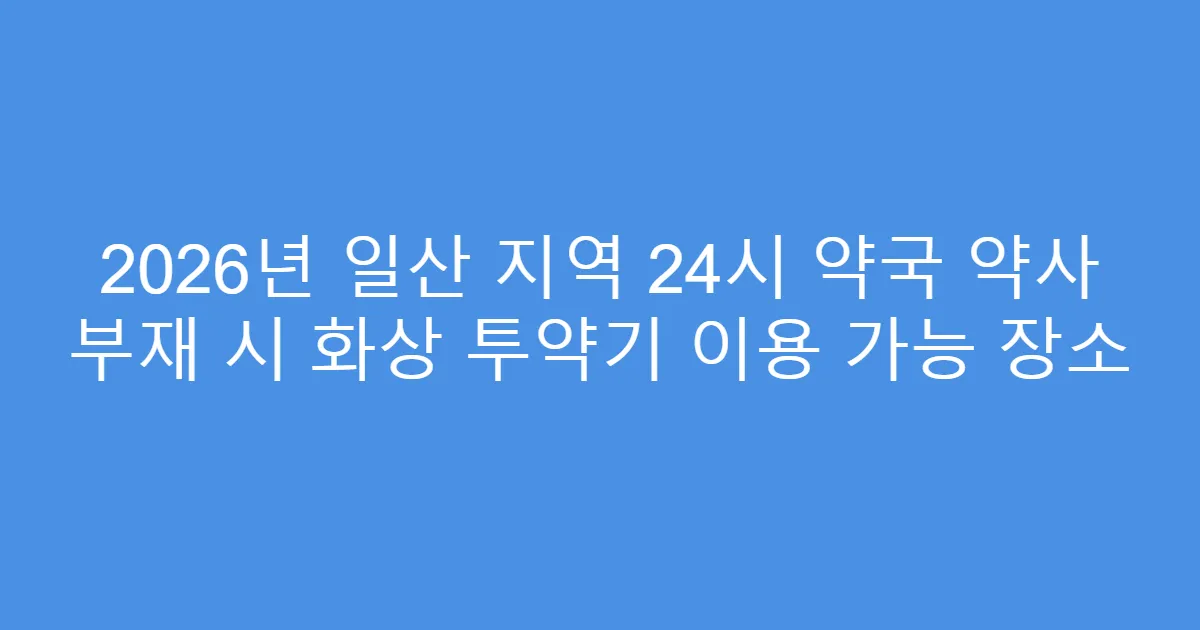 2026년 일산 지역 24시 약국 약사 부재 시 화상 투약기 이용 가능 장소